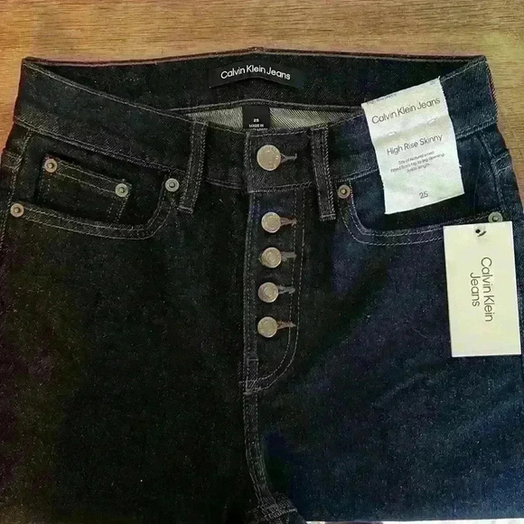 Calvin Klein High Rise Skinny Jeans Button Fly Dark Denim Size 25 - Picture 1 of 8